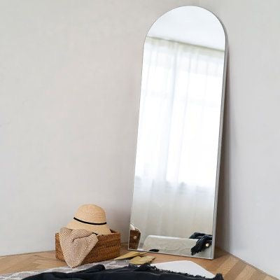 Wall arch mirror with silver frame size 180cm X 70 cm