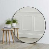 Round Aluminum Black Frame Wall Mirror